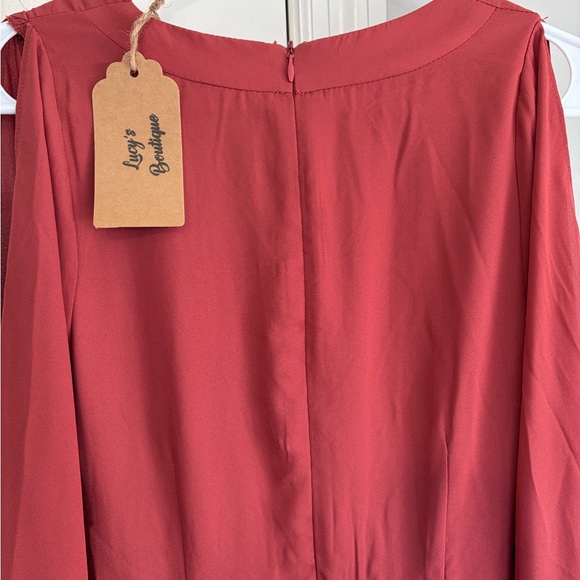 Mustard Seed Rust Red Long-Sleeve Twist-Front Dress - Picture 5 of 7